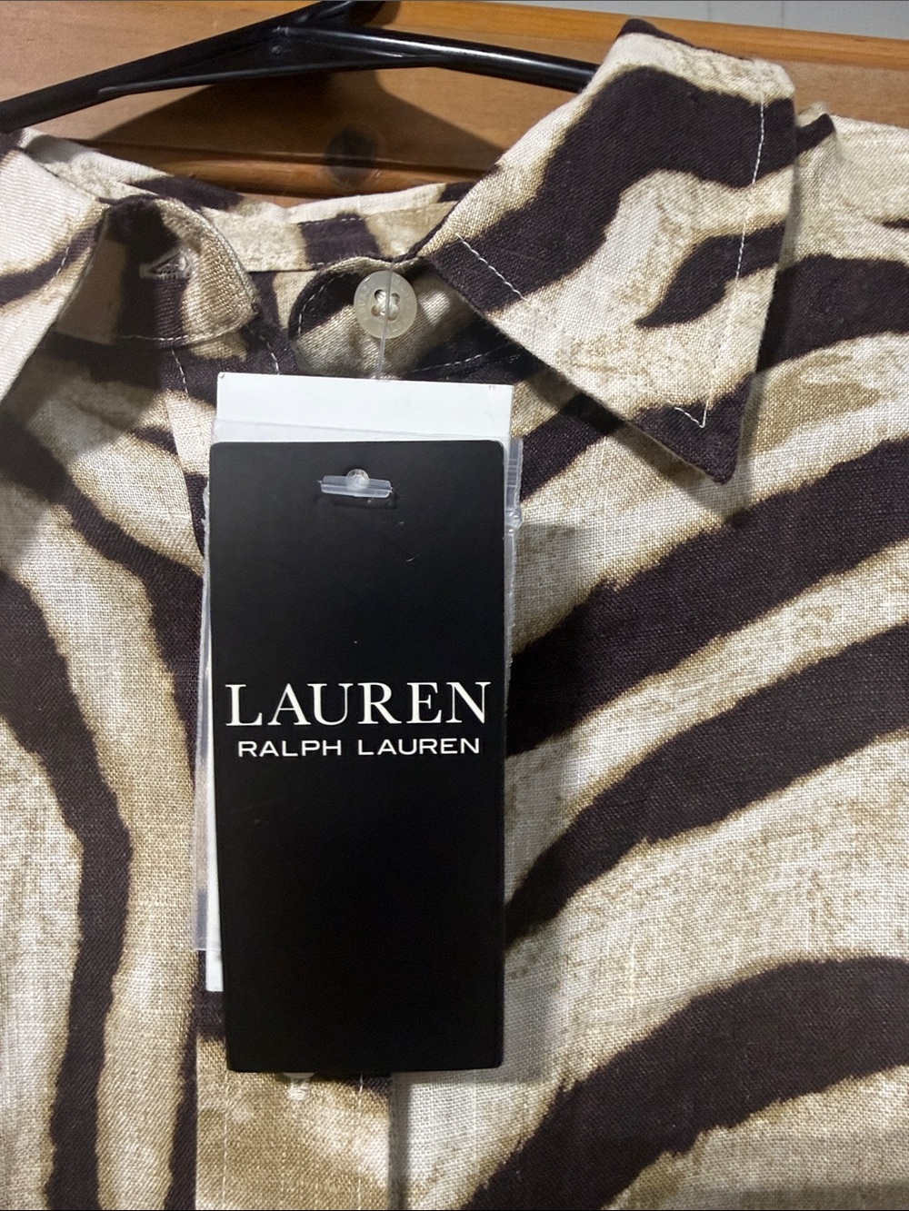 Ralph Lauren Men's Zebra-Print Button-Down Shirt - Black & Cream - Picture 2 of 3